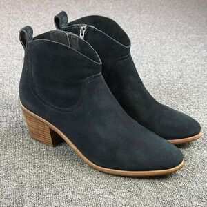 UGG Black Leather Waterproof Suede Heel Side‎ Zip Booties Boots Women's Size 10